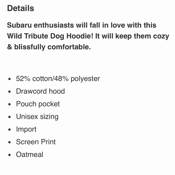Subaru Wild Tribute Dog Hoodie - Unisex XXL - Picture 16 of 16